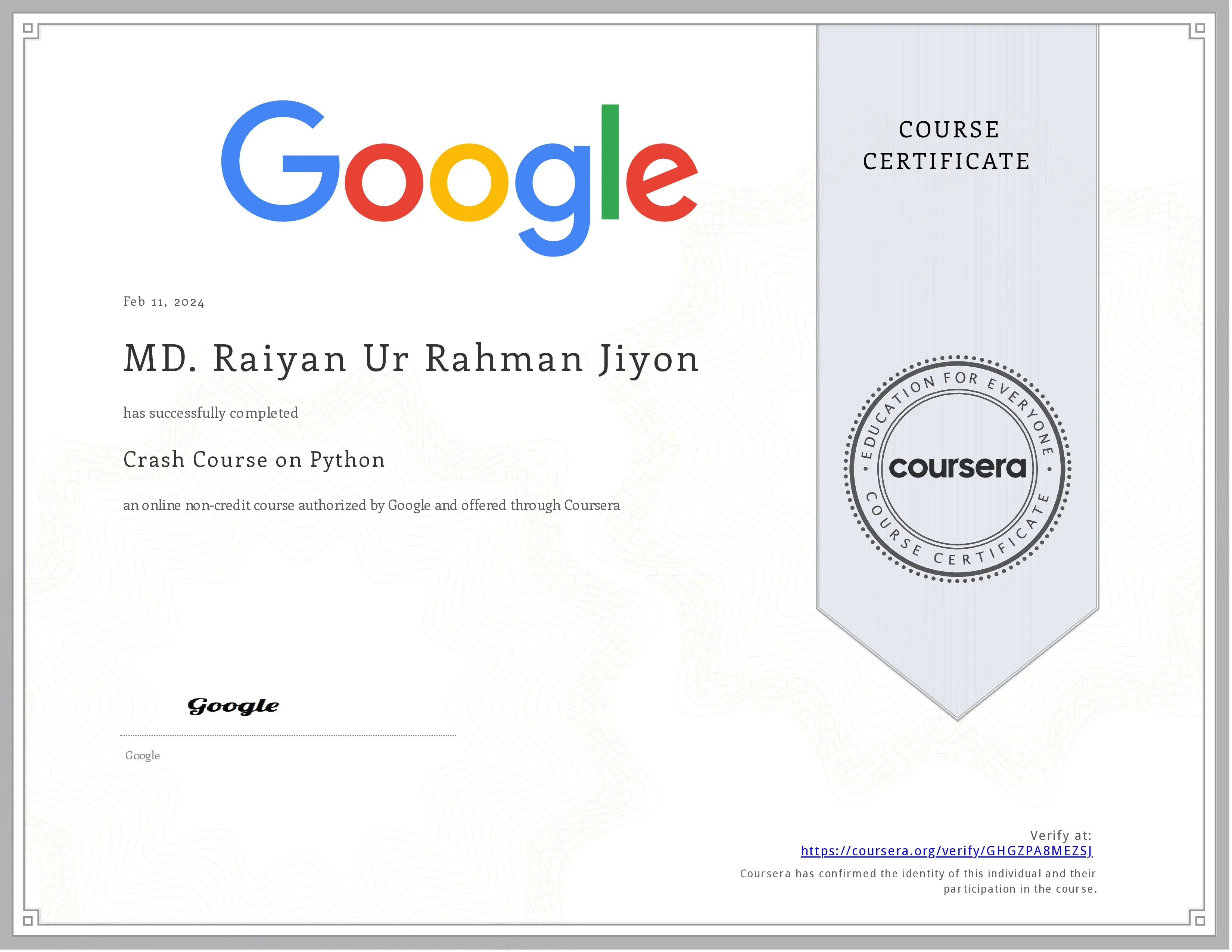 Python Programming Certificate